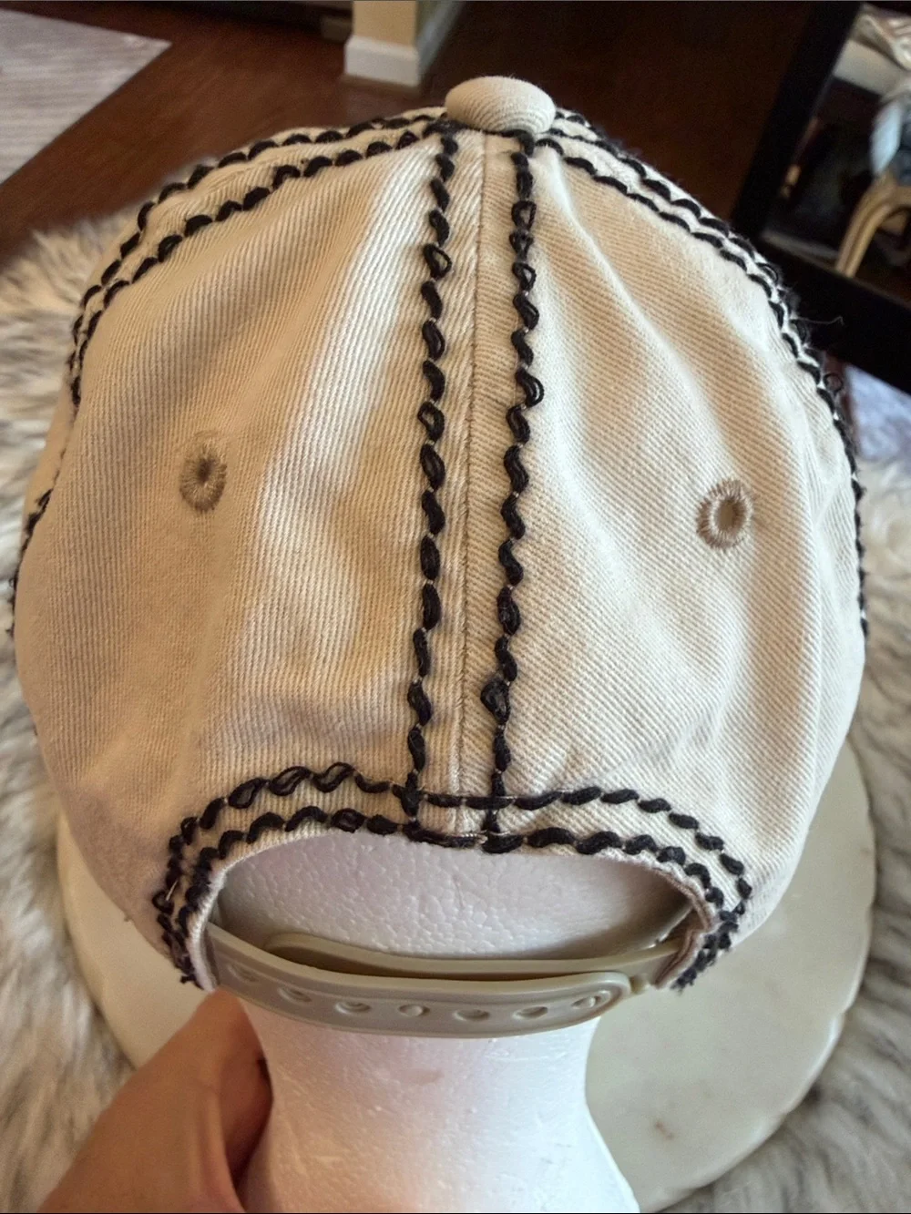 OLIVE & PIQUE Embellished Crystal Flower Baseball Cap - White